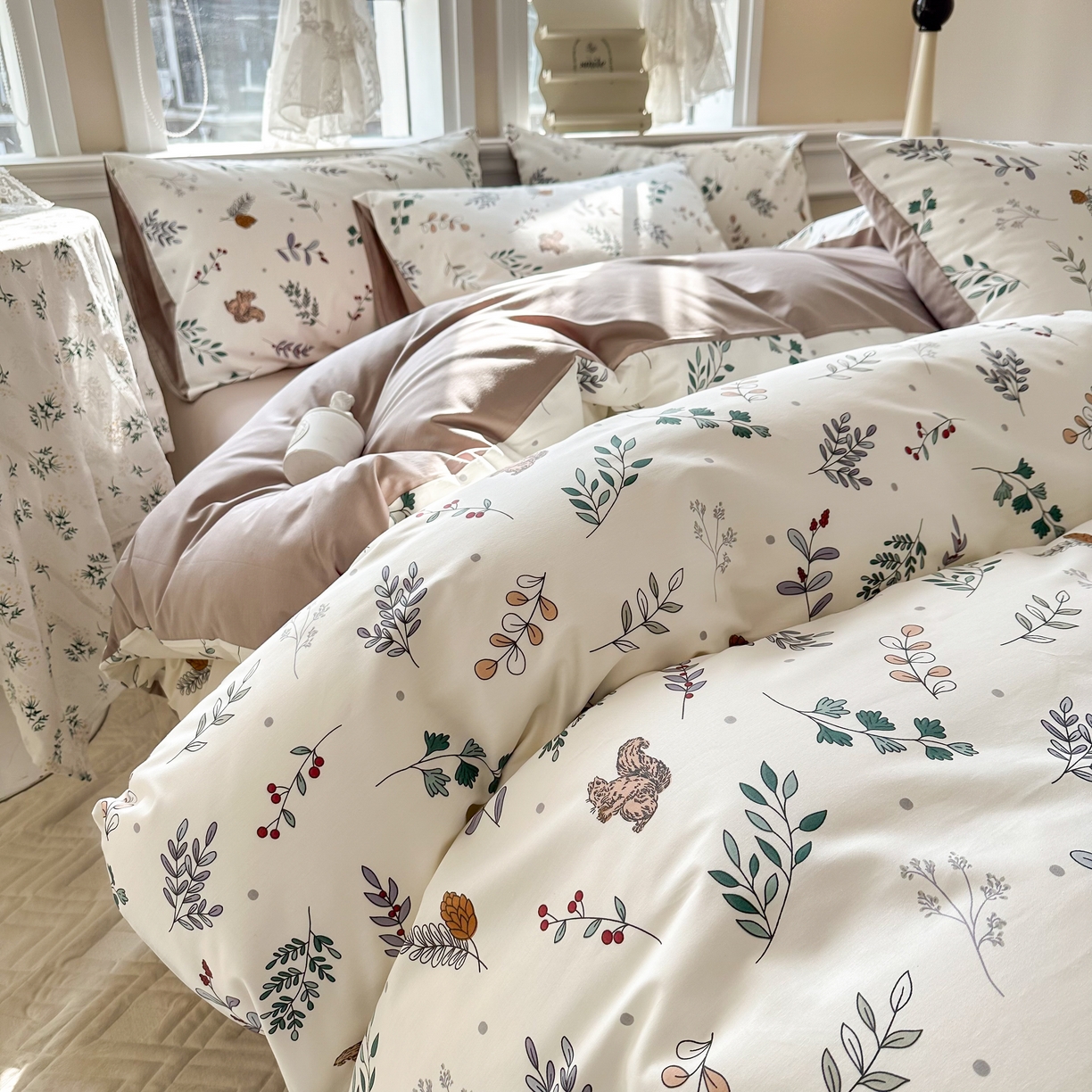 91家纺网 家纺一手货源 找家纺 晨希家居 2024新款全棉卡通活性印花四件套 小松鼠