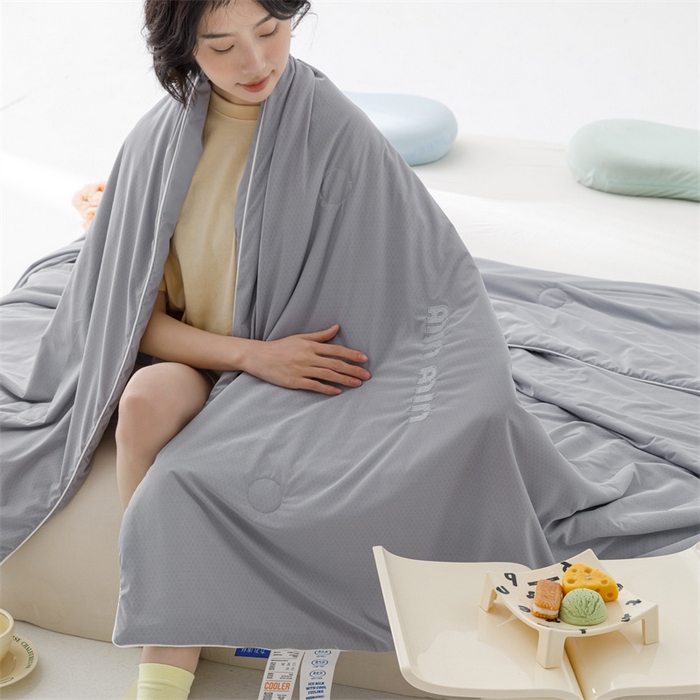 91家纺网 家纺一手货源 找家纺 丝幔家纺 2025新款A类提花绣花凉感夏被 被子被芯 太空灰