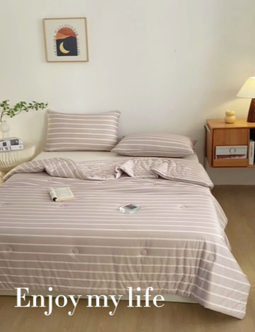 91家纺网 家纺一手货源 找家纺 荔禾家居 A类针织棉无印风夏被 豆蔻-咖