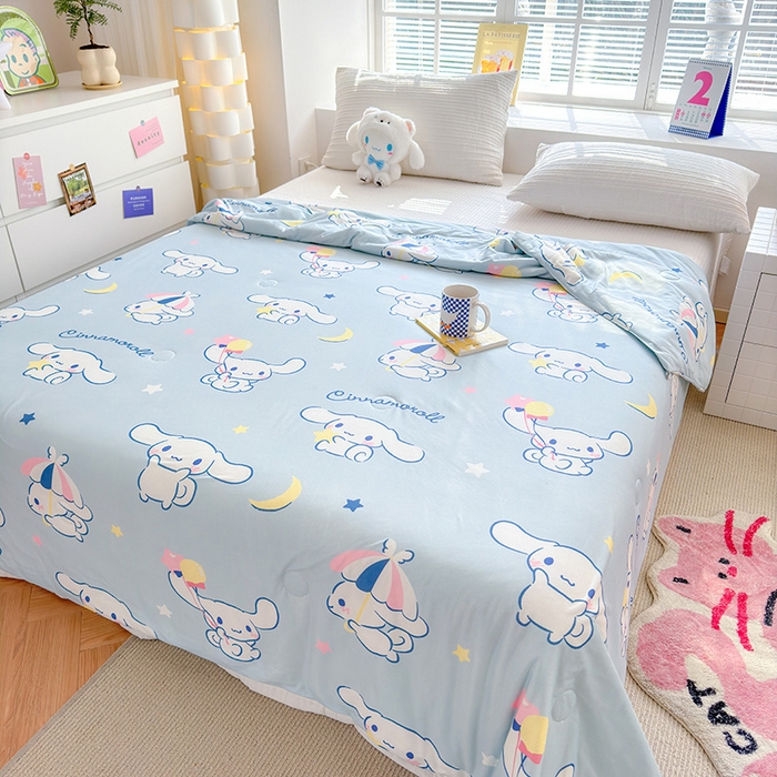 91家纺网 家纺一手货源 找家纺 博雅 2024新款三丽鸥正版系列A类牛奶丝软糯针织棉大豆纤维夏被 针织棉（带防伪标）气球玉桂狗