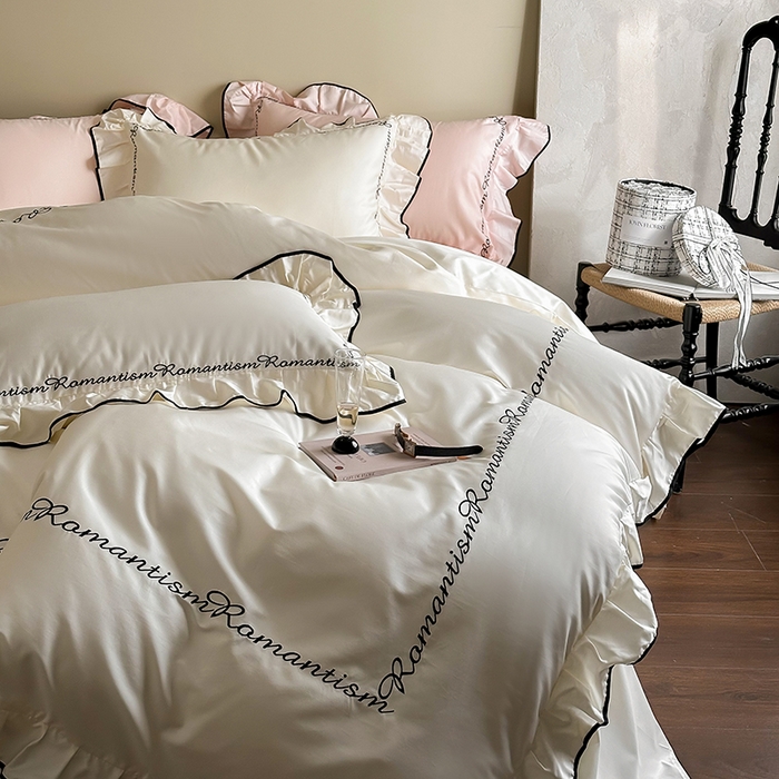 91家纺网 家纺一手货源 找家纺 2024窝米春夏新品100支长绒棉刺绣款四件套 A5(芽色）