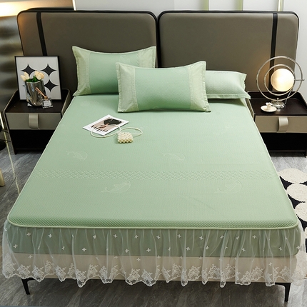 91家纺网 家纺一手货源 找家纺 （总）青雅席业 2025新款A类凉感丝蕾丝花边床笠款凉席