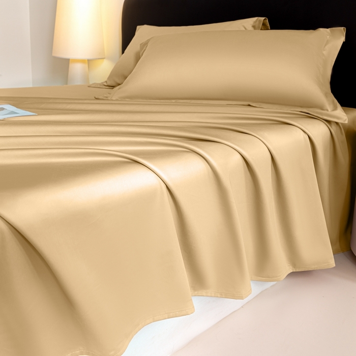 91家纺网 家纺一手货源 找家纺 秀色家纺 2025新款高端新疆长绒棉床单单件纯棉50支贡缎全棉床单双人贡缎加厚被单三件套 莫奈-奶茶米