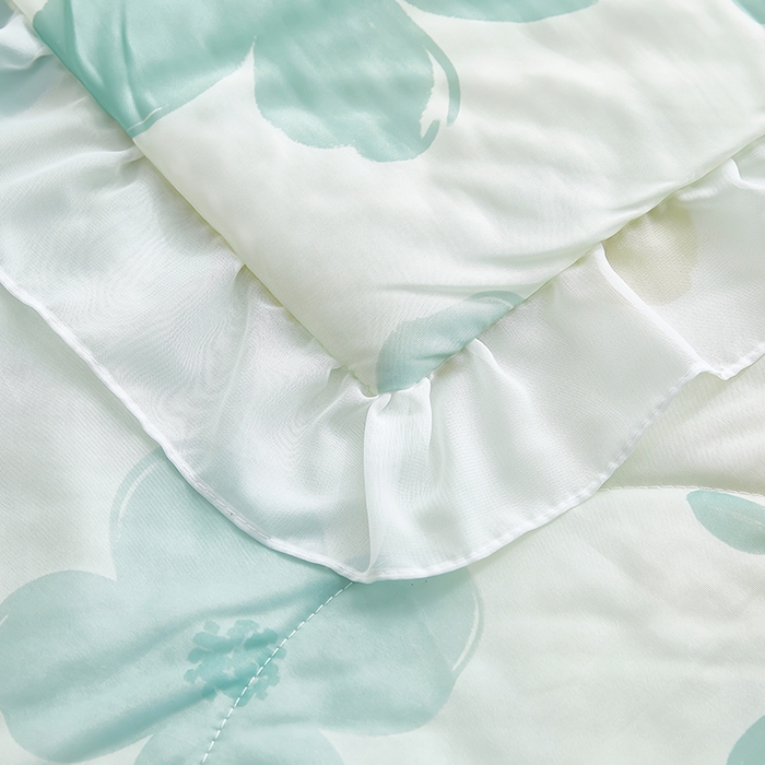 91家纺网 家纺一手货源 找家纺 爱上家居 2024新款印花凉席床裙床单款夏被-床裙款 绿意