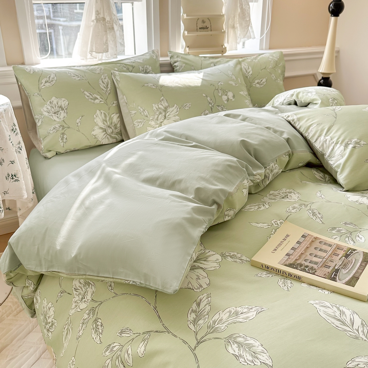 91家纺网 家纺一手货源 找家纺 晨希家居 2024新款小清新全棉印花四件套 木兰花漫