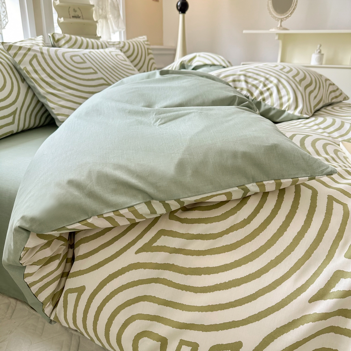 91家纺网 家纺一手货源 找家纺 晨希家居 2024新款小清新全棉印花四件套 斯诺克