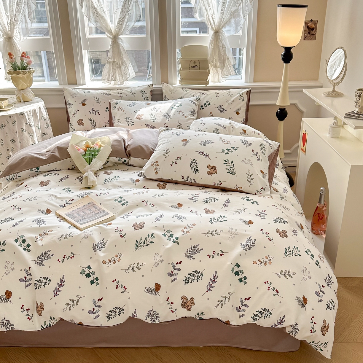 91家纺网 家纺一手货源 找家纺 晨希家居 2024新款全棉卡通活性印花四件套 小松鼠