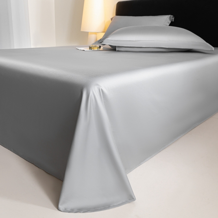 91家纺网 家纺一手货源 找家纺 秀色家纺 2025新款高端新疆长绒棉床单单件纯棉50支贡缎全棉床单双人贡缎加厚被单三件套 莫奈-典雅灰