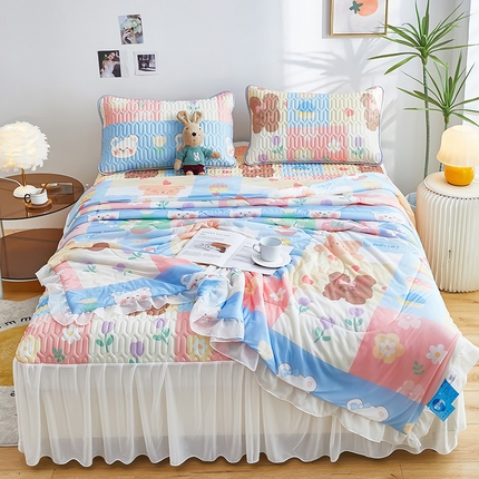 爱上家居 2024新款印花凉席床裙床单款夏被-床裙款 乐乐熊
