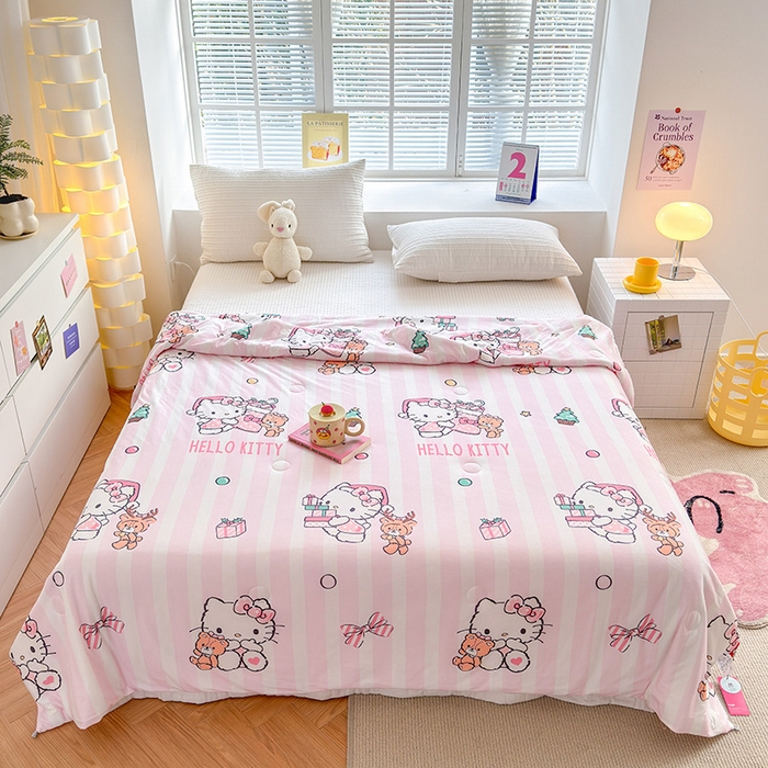 91家纺网 家纺一手货源 找家纺 （总）博雅 2024新款三丽鸥正版系列A类牛奶丝软糯针织棉大豆纤维夏被