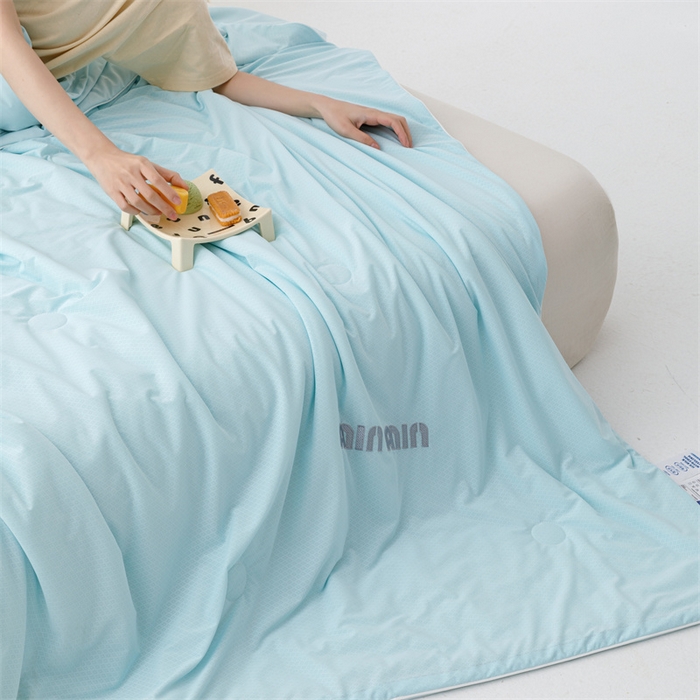 91家纺网 家纺一手货源 找家纺 丝幔家纺 2025新款A类提花绣花凉感夏被 被子被芯 湖蓝