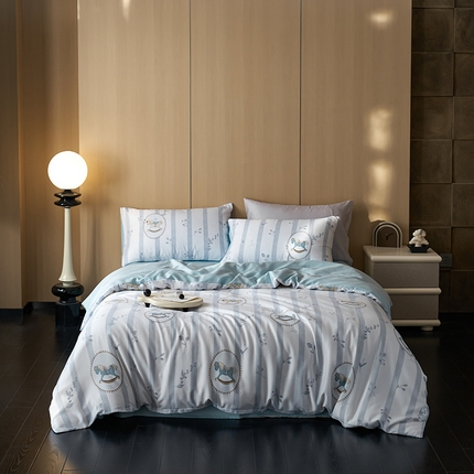 91家纺网 家纺一手货源 找家纺 （总）时年家纺 2024春夏新品莱赛尔天丝印花四件套（充值会员优惠5元）