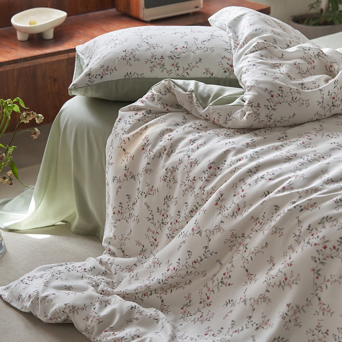 91家纺网 家纺一手货源 找家纺 时年家纺 2024春夏新品莱赛尔天丝印花四件套 青春印记