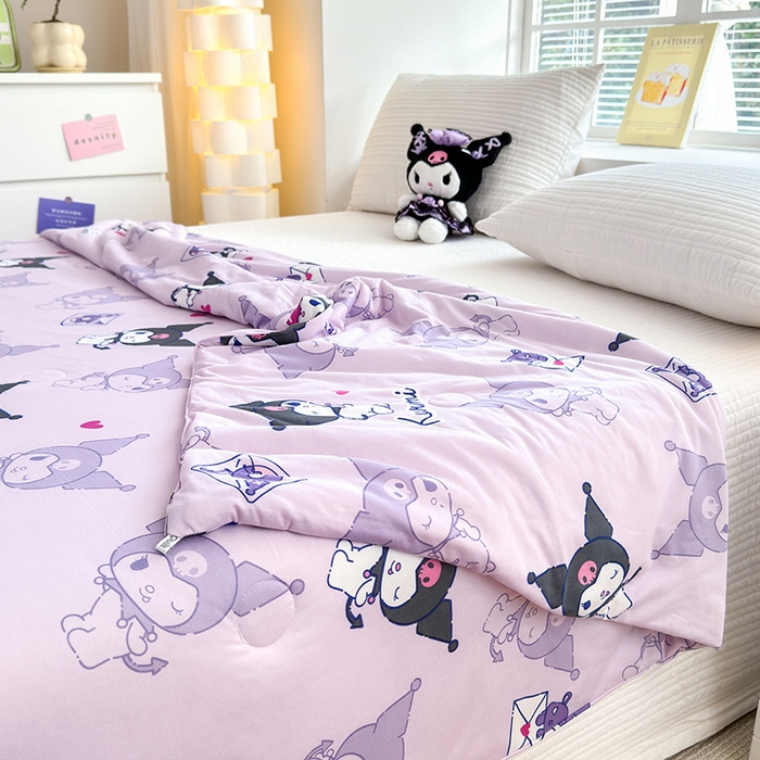 91家纺网 家纺一手货源 找家纺 博雅 2024新款三丽鸥正版系列A类牛奶丝软糯针织棉大豆纤维夏被 针织棉（带防伪标）开心库洛米