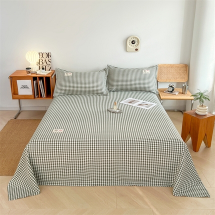 91家纺网 家纺一手货源 找家纺 （总）圣比熊 2025新款水洗棉麻单层床单席梦思床垫保护套床盖床裙加枕套 床单