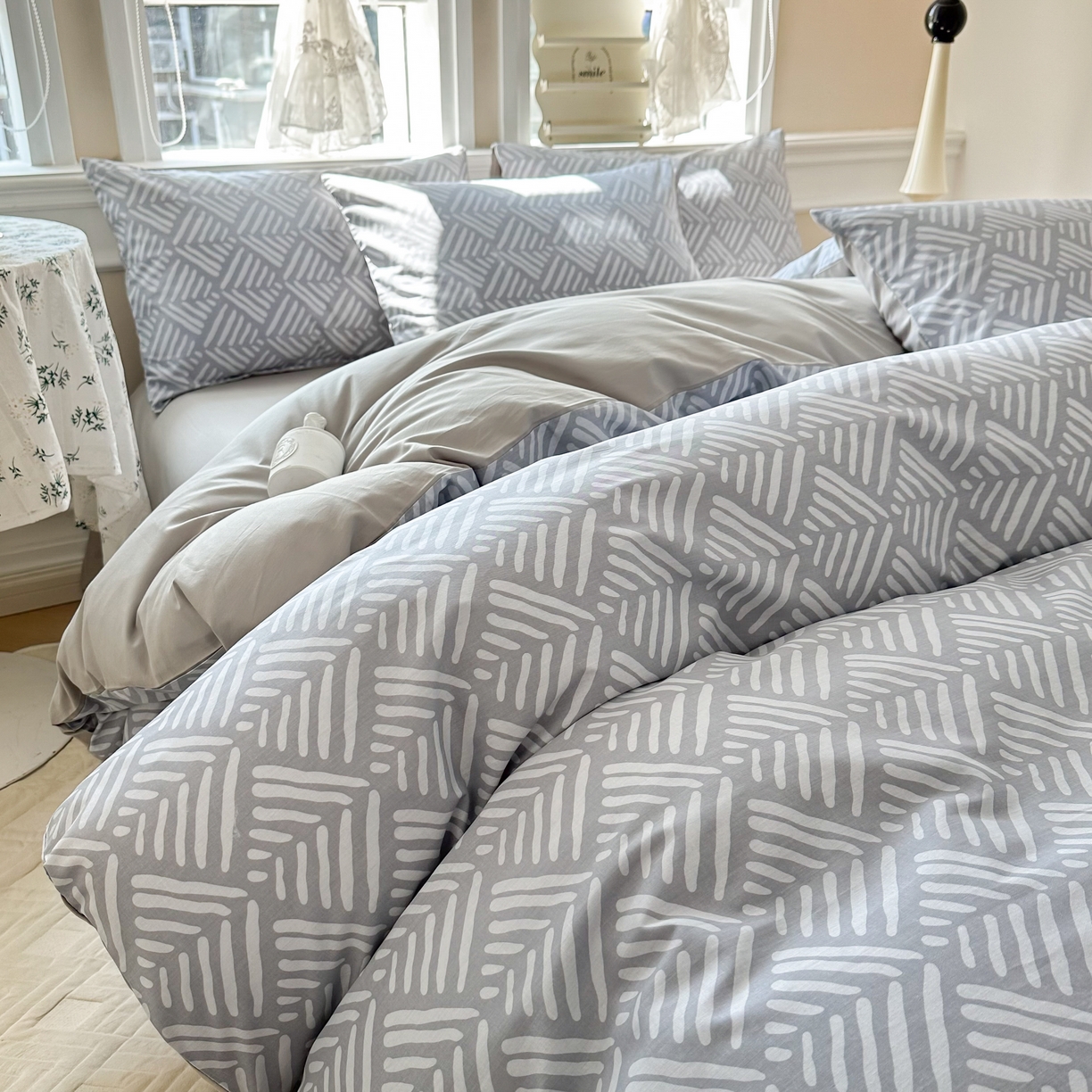 91家纺网 家纺一手货源 找家纺 晨希家居 2024新款小清新全棉印花四件套 诺卡