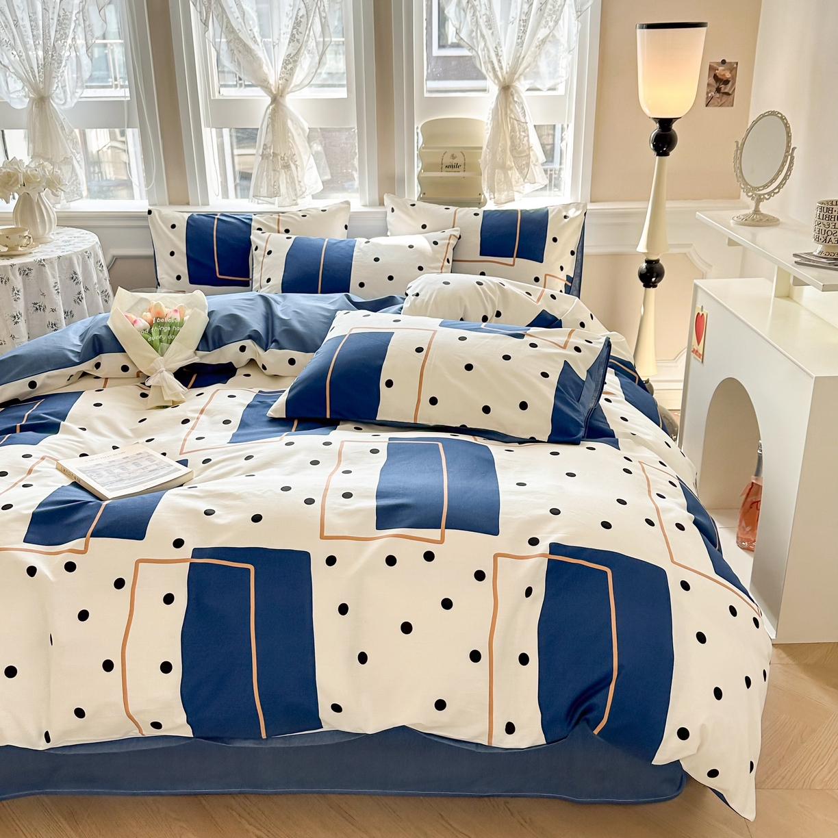 91家纺网 家纺一手货源 找家纺 晨希家居 2024新款小清新全棉印花四件套 达芬奇