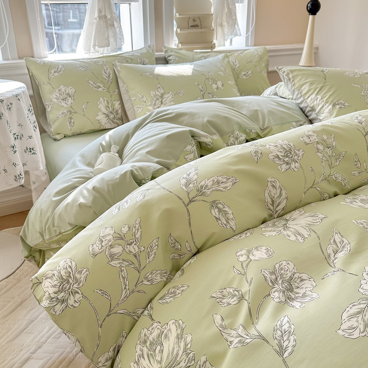 91家纺网 家纺一手货源 找家纺 晨希家居 2024新款小清新全棉印花四件套 木兰花漫