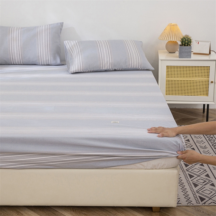 91家纺网 家纺一手货源 找家纺 金泰莱 2025新款老粗布床笠三件套全棉床笠纯棉床笠单床笠 淡雅