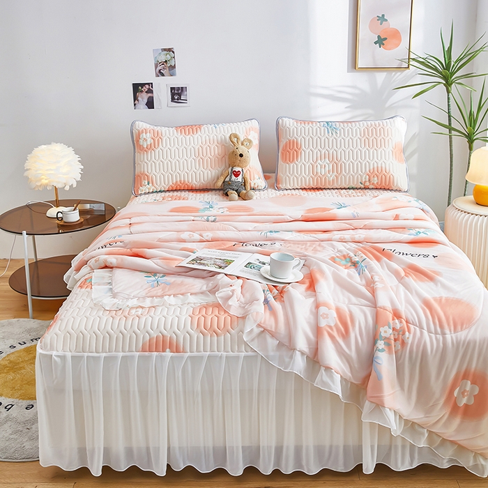 91家纺网 家纺一手货源 找家纺 爱上家居 2024新款印花凉席床裙床单款夏被-床裙款 梦想泡泡