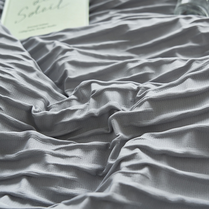 91家纺网 家纺一手货源 找家纺 畅销被业  2024新款泡泡纱花边夏被四件套 花边款泡泡纱-情调灰