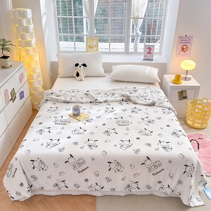 博雅 2024新款三丽鸥正版系列A类牛奶丝软糯针织棉大豆纤维夏被 针织棉（带防伪标）黑白帕恰狗