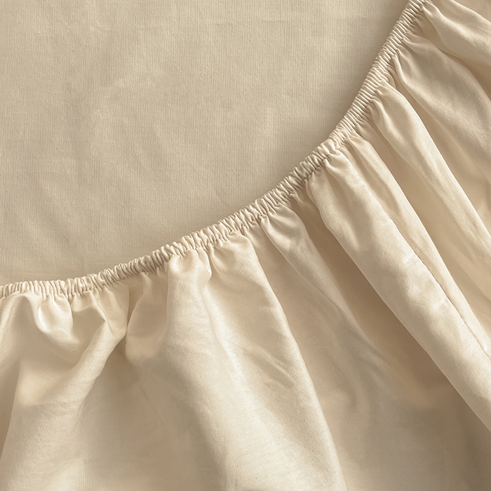 91家纺网 家纺一手货源 找家纺 2024新款A类全棉水洗棉绣花单床笠 腊肠狗-月光白