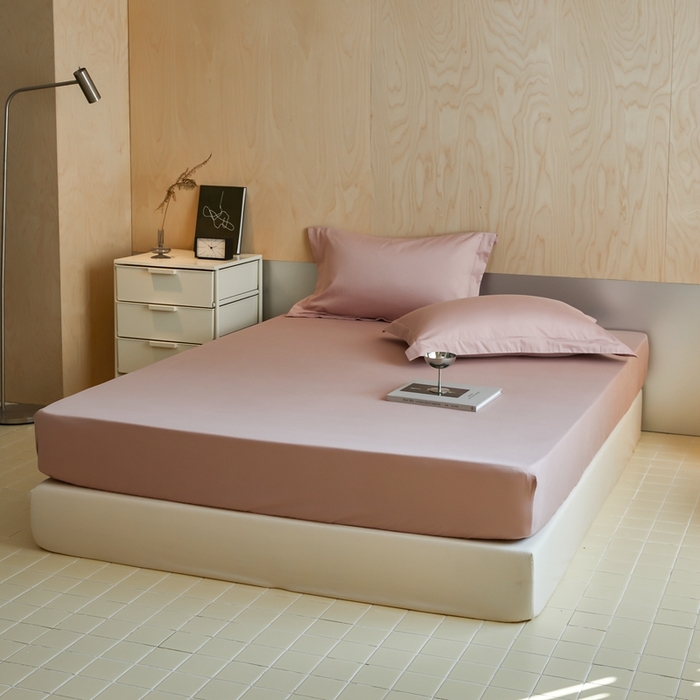 91家纺网 家纺一手货源 找家纺 秀色家纺 2025新款50支贡缎床笠单件全棉纯棉床罩三件套儿童防滑床单床垫套床套 梦易-玉颜粉