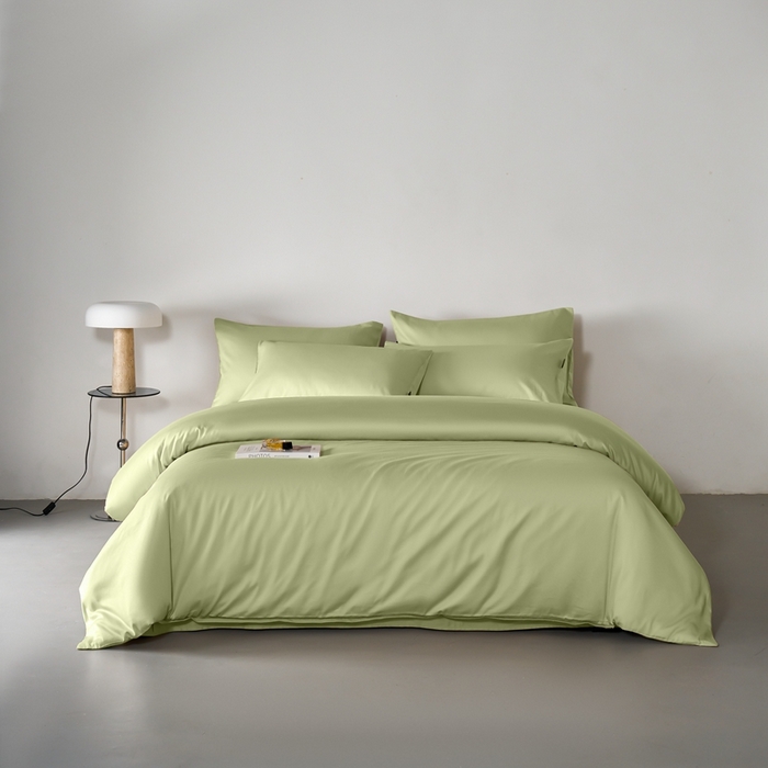 91家纺网 家纺一手货源 找家纺 秀色家纺 2025新款轻奢60支贡缎高支贡缎长绒棉全棉四件套简约纯色床上被套床单床笠式 米朵-山栀色