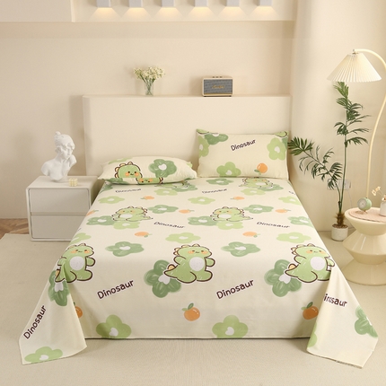 金泰莱 2025新款三枚段条卷边老粗布凉席三件套床单套件 超级恐龙 原棉款