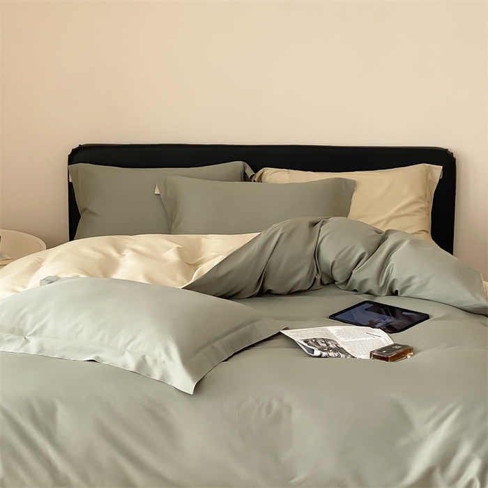 91家纺网 家纺一手货源 找家纺 荣轩家纺   2024年新款天丝棉四件套 遇见-茶绿