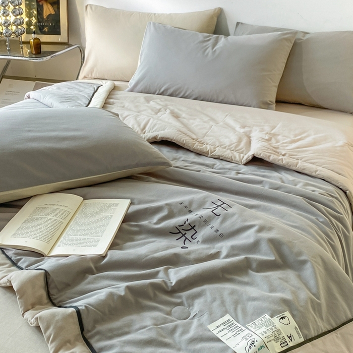 91家纺网 家纺一手货源 找家纺 荔禾家居 2024新款A类全棉水洗棉无染夏被 暮色灰