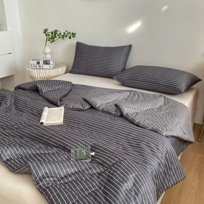 91家纺网 家纺一手货源 找家纺 荔禾家居 A类针织棉无印风夏被 豆蔻-深灰