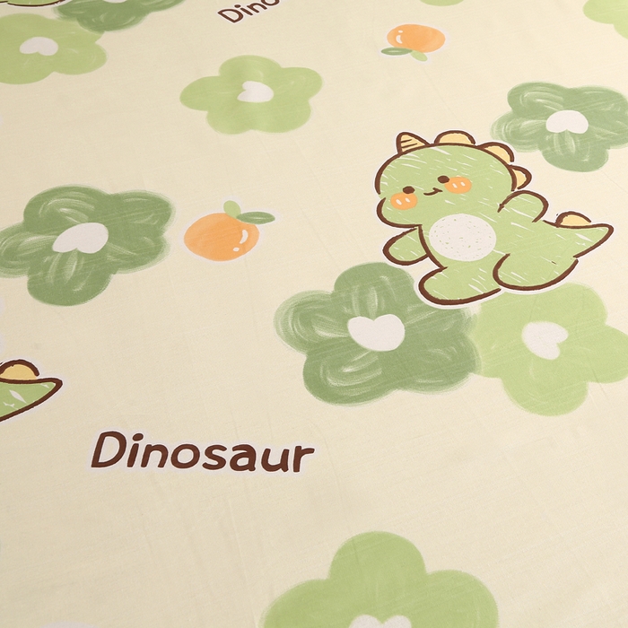 91家纺网 家纺一手货源 找家纺 金泰莱 2025新款三枚段条卷边老粗布凉席三件套床单套件 超级恐龙 原棉款