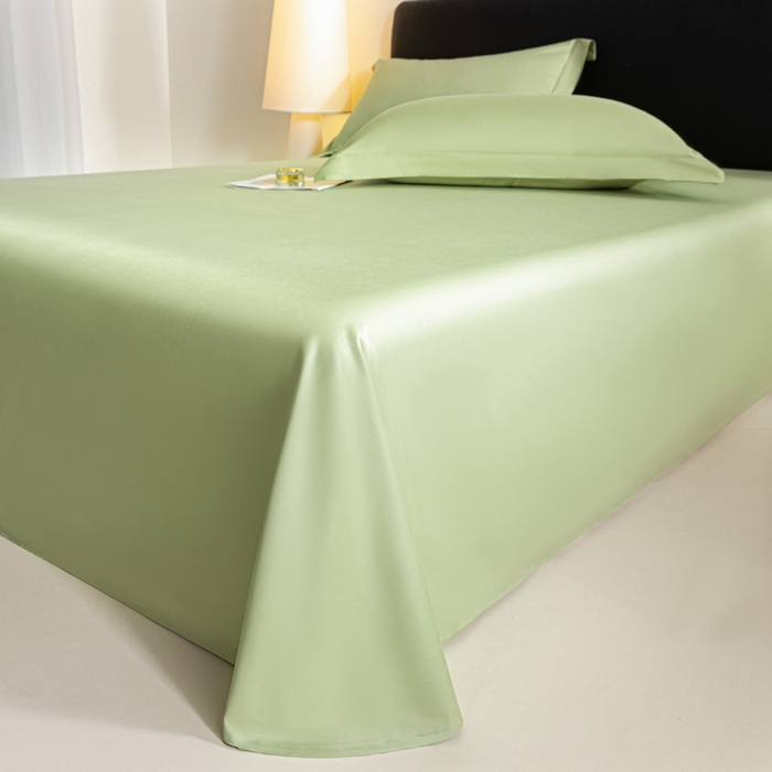 91家纺网 家纺一手货源 找家纺 秀色家纺 2025新款高端新疆长绒棉床单单件纯棉50支贡缎全棉床单双人贡缎加厚被单三件套 莫奈-艾绿