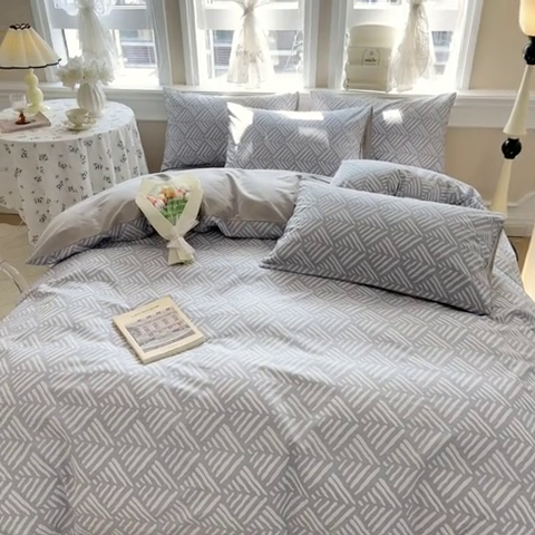 91家纺网 家纺一手货源 找家纺 晨希家居 2024新款小清新全棉印花四件套 诺卡