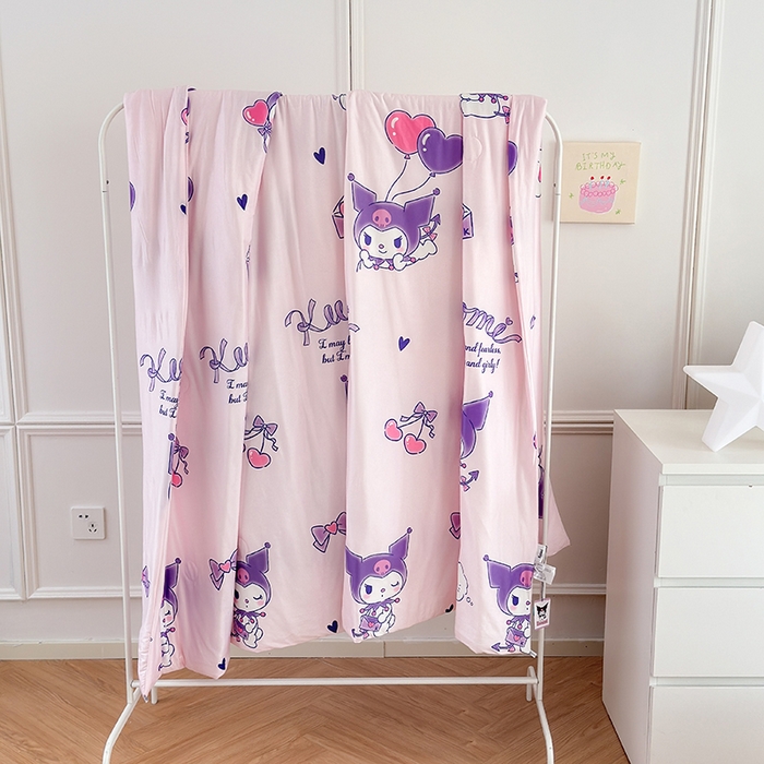 91家纺网 家纺一手货源 找家纺 博雅 2024新款三丽鸥正版系列A类牛奶丝软糯针织棉大豆纤维夏被 针织棉（带防伪标）库洛米梦想