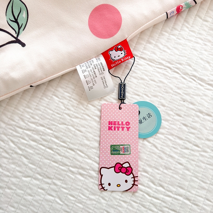 91家纺网 家纺一手货源 找家纺 博雅 2024新款三丽鸥正版系列A类牛奶丝软糯针织棉大豆纤维夏被 针织棉（带防伪标）波点kt猫