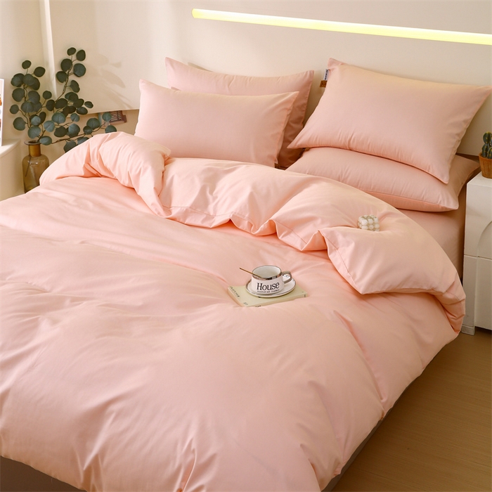 91家纺网 家纺一手货源 找家纺 凯磊家纺 2024新款高支高密.纯色南汐系列四件套 南汐-柔雾粉