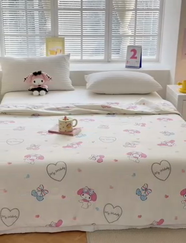 91家纺网 家纺一手货源 找家纺 博雅 2024新款三丽鸥正版系列A类牛奶丝软糯针织棉大豆纤维夏被 针织棉（带防伪标）樱桃美乐蒂