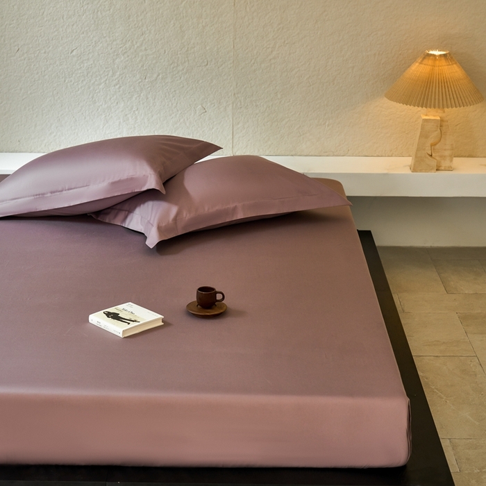 91家纺网 家纺一手货源 找家纺 秀色家纺 2025新款高端酒店50支贡缎长绒棉床笠单件纯棉全棉贡缎可裸睡单双人床上用品 梦易-香芋紫