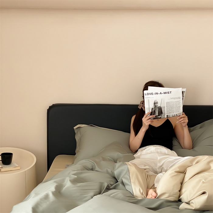 91家纺网 家纺一手货源 找家纺 荣轩家纺   2024年新款天丝棉四件套 遇见-茶绿