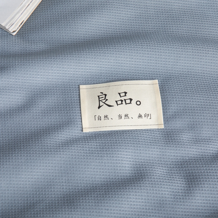 91家纺网 家纺一手货源 找家纺 慕尚 2025新款针织棉华夫格夏被 华夫格 深海蓝