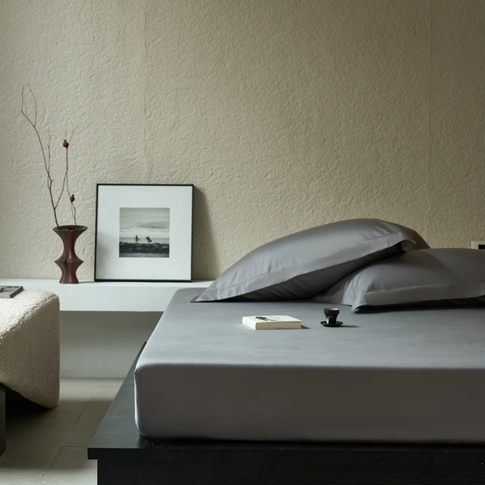 91家纺网 家纺一手货源 找家纺 秀色家纺 2025新款高端酒店50支贡缎长绒棉床笠单件纯棉全棉贡缎可裸睡单双人床上用品 梦易-典雅灰