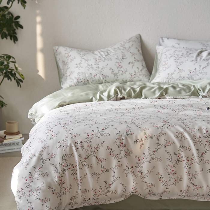 91家纺网 家纺一手货源 找家纺 时年家纺 2024春夏新品莱赛尔天丝印花四件套 青春印记