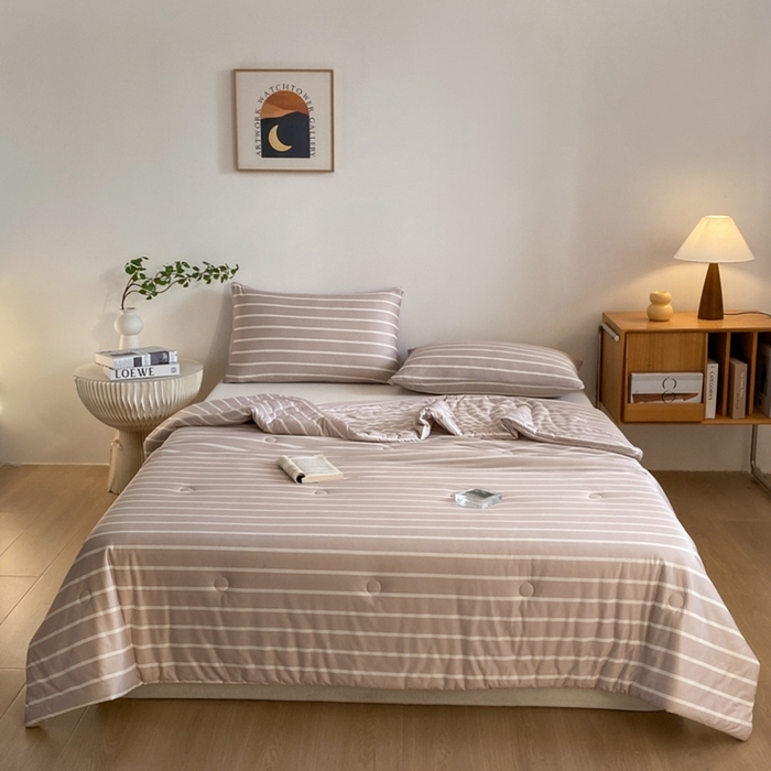 91家纺网 家纺一手货源 找家纺 荔禾家居 A类针织棉无印风夏被 豆蔻-咖