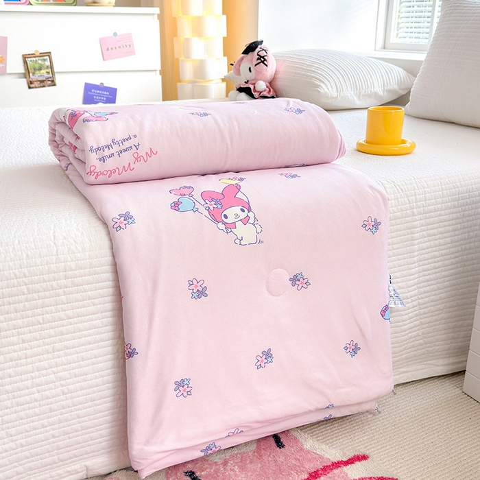 91家纺网 家纺一手货源 找家纺 博雅 2024新款三丽鸥正版系列A类牛奶丝软糯针织棉大豆纤维夏被 针织棉（带防伪标）气球美乐蒂