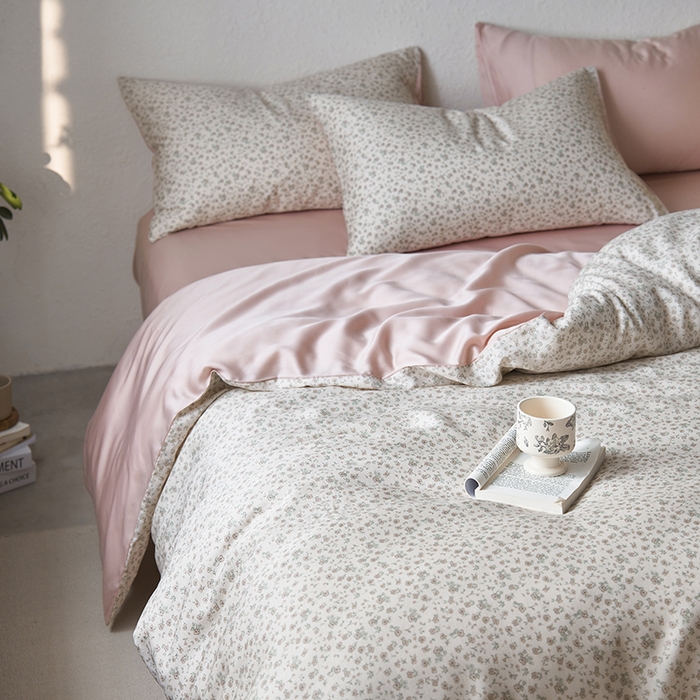 91家纺网 家纺一手货源 找家纺 时年家纺 2024春夏新品莱赛尔天丝印花四件套 花艳