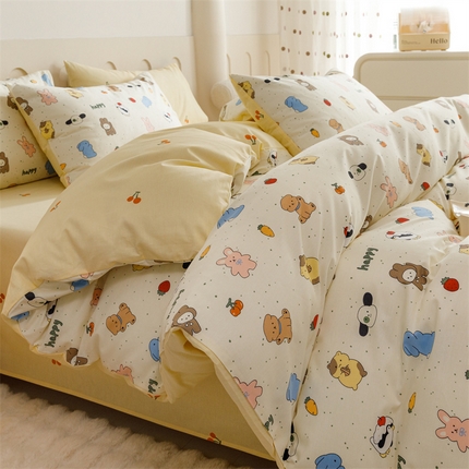 91家纺网 家纺一手货源 找家纺 （总）红粉佳人家纺  2024新款纯棉全棉卡通小清新单被套