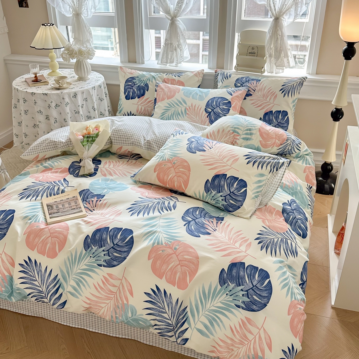 91家纺网 家纺一手货源 找家纺 晨希家居 2024新款小清新全棉印花四件套 热带雨林